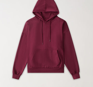 Essential Heavyweight Fleece Baggy Fit Comfy Hoodie - Burgundy