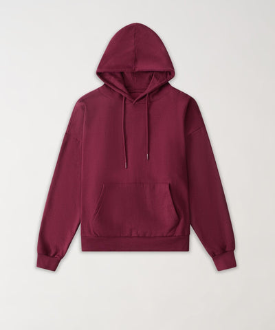 Essential Heavyweight Fleece Baggy Fit Comfy Hoodie - Burgundy