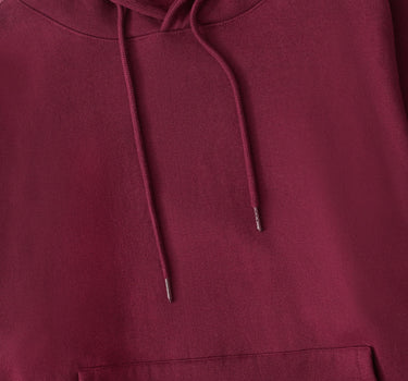 Essential Heavyweight Fleece Baggy Fit Comfy Hoodie - Burgundy