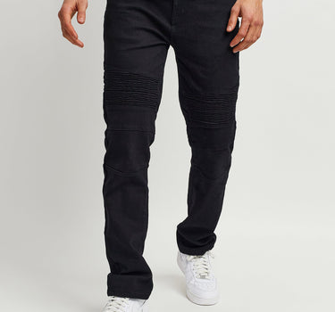 Leroy Black Slim Fit Moto Denim - Black