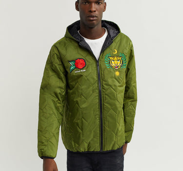 Quilted Hooded Jacket - Olive Green