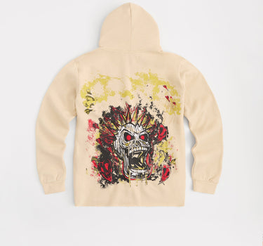 Beware Embroidered Skull Hoodie - Khaki