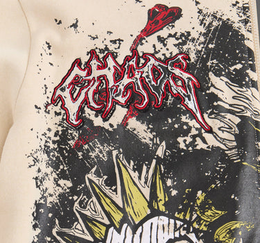 Beware Embroidered Skull Hoodie - Khaki