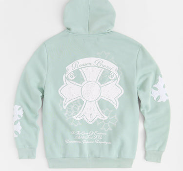 Rebellion Chenille Patched Zip Up Hoodie - Medium Blue