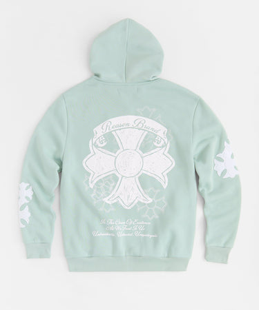 Rebellion Chenille Patched Zip Up Hoodie - Medium Blue