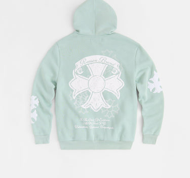 Rebellion Chenille Patched Zip Up Hoodie - Medium Blue