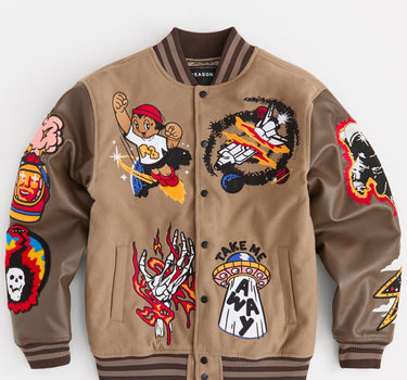 Beyond Reality Varsity Jacket PU - Khaki