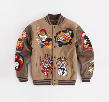 Beyond Reality Varsity Jacket PU - Khaki