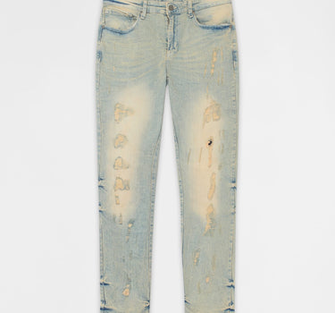 Ladder Distressed Skinny Jeans - Light Blue