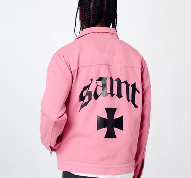 Saint Studded Work Denim Jacket - Pink