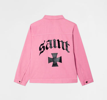 Saint Studded Work Denim Jacket - Pink