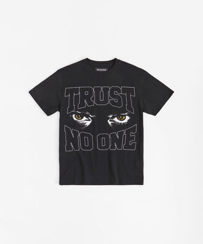 Trust No One Gold Embroidered Short Sleeve Tee - Black