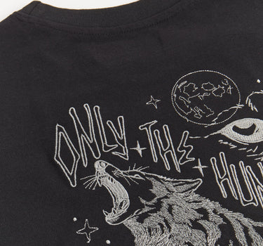 Stay Hungry Embroidered Short Sleeve Tee - Black