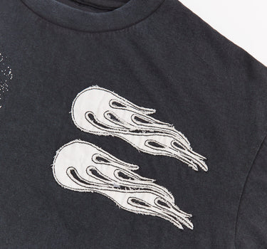 Trouble Applique Short Sleeve Tee - Black