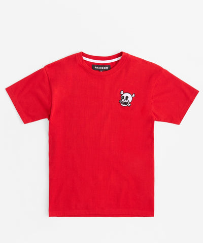 Crossbones Chenille Patch Short Sleeve Tee - Red