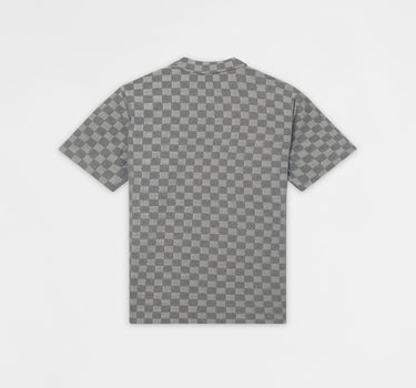 Checkerboard Viscose Short Sleeve Shirt - Grey