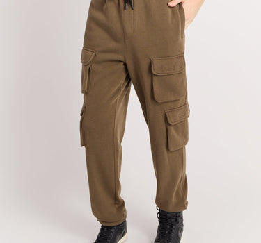 Cargo Fleece Side Pockets Pants - Brown