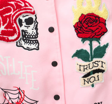 Women Bridges Burn Varsity Jacket - Pink