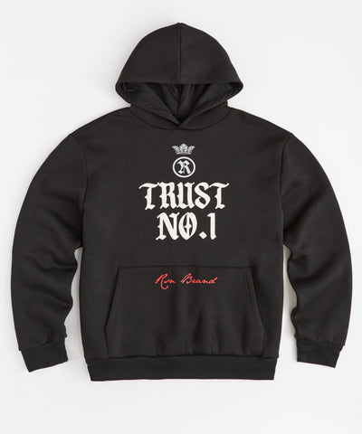 Trust No 1 Front And Back Print Hoodie - Black