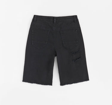 Destroyed Denim Shorts - Black