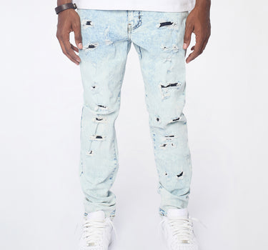 Bleached Out Distressed Skinny Jean - Light Blue
