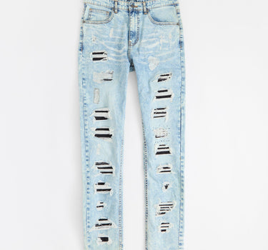 Destroyed Rip and Repair Denim Pants - Light Blue
