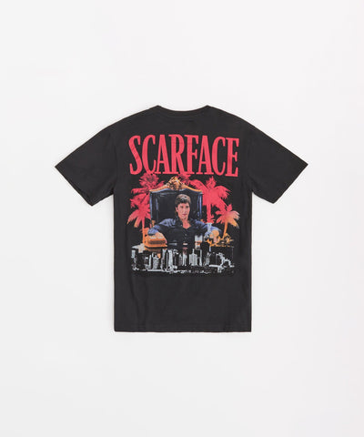 Scarface Palm Tree Embroidered Short Sleeve Tee - Black