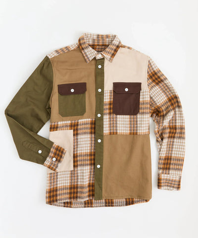 Mixed Flannel Long Sleeve Shirt