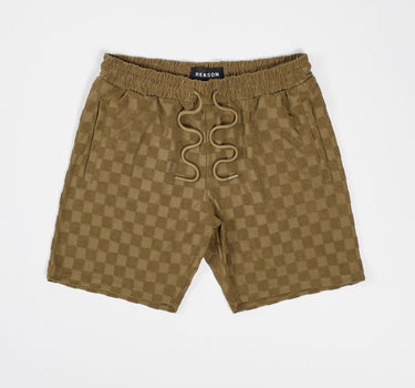 Checkerboard Towel Shorts - Brown