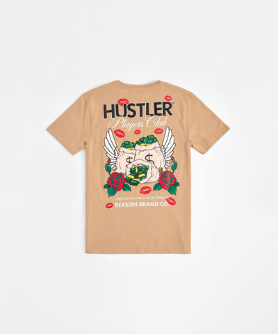 Hustler Players Club Embroidered Short Sleeve Tee - Clay