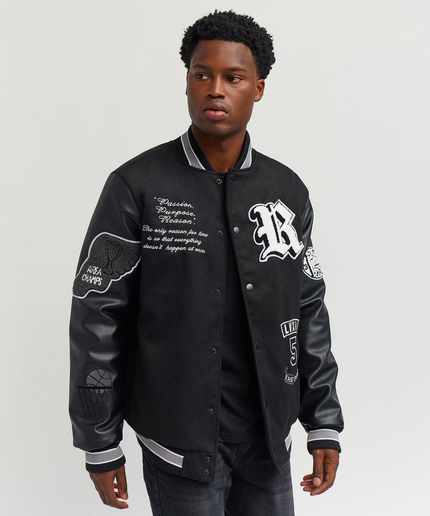 Play Hard Varsity Jacket - Black – Reason Clothing