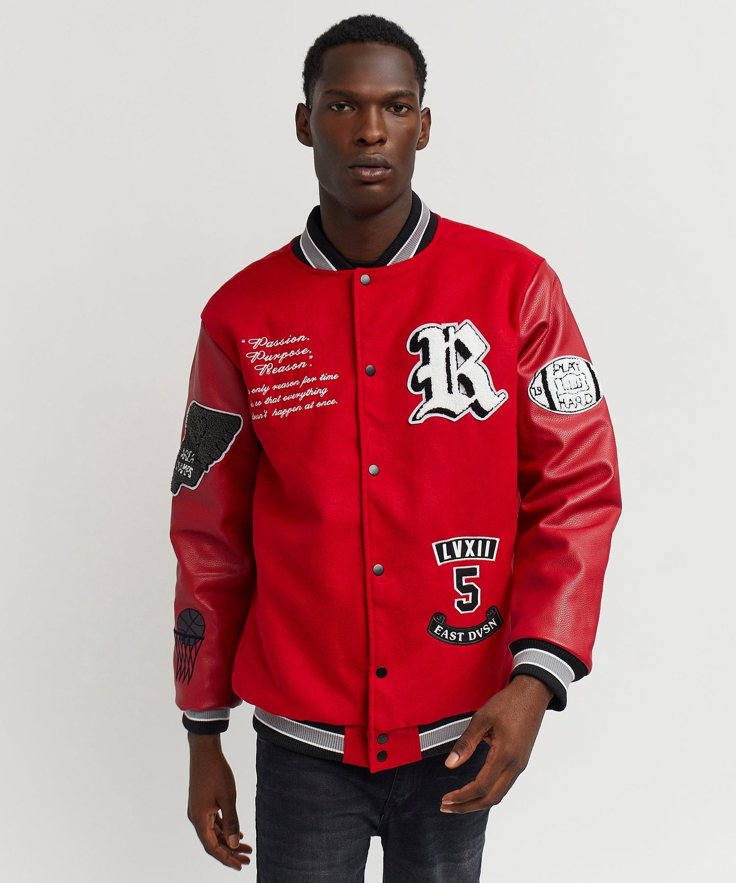 Play Hard Varsity Jacket - Red – Reason Clothing