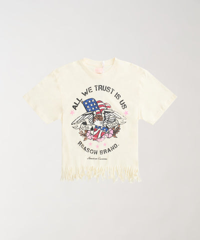Women All We Trust Baby Short Sleeve Tee - Cream