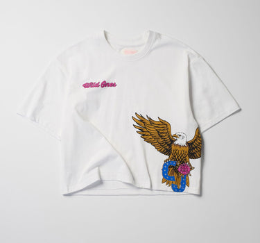 Women Wild Ones Eagle Cropped Short Sleeve Tee - White