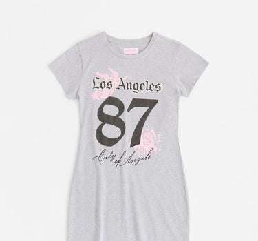 LA Angels Short Sleeve Bodycon Dress - Grey