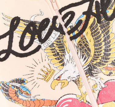 Women Love All Embroidered Cropped Hoodie - Pink