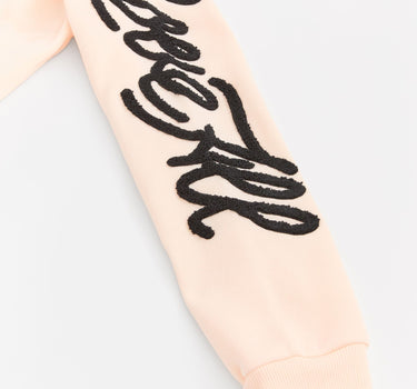 Women Love All Embroidered Cropped Hoodie - Pink