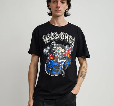 Betty Boop Wild Ones Print Short Sleeve Tee - Black