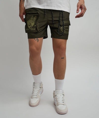 Bridges Utility Cargo Stretch Tech Nylon Shorts - Green