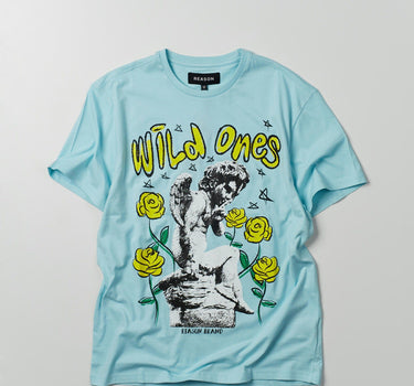 Wild Ones Short Sleeve Graphic Print Tee - Light Blue