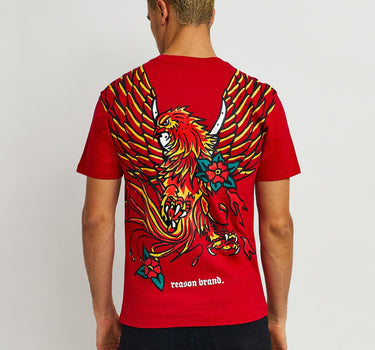 Phoenix Short Sleeve Graphic Print Tee - Red