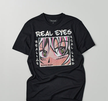 Real Eyes Hologram Print Short Sleeve Tee - Black