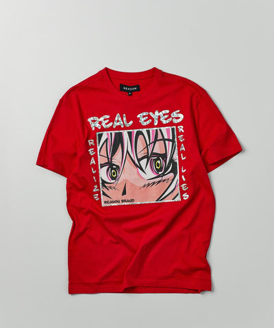 Real Eyes Hologram Print Short Sleeve Tee - Red