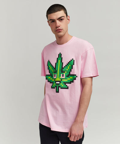 Pixel Leaf Short Sleeve Tee - Pink