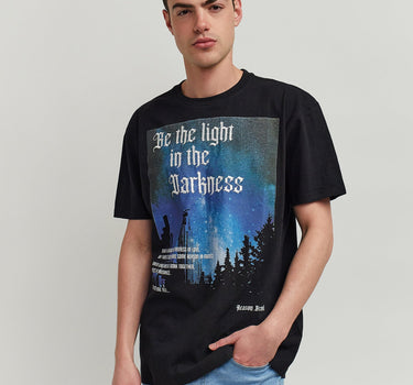 Darkness Short Sleeve Graphic Print Tee - Black