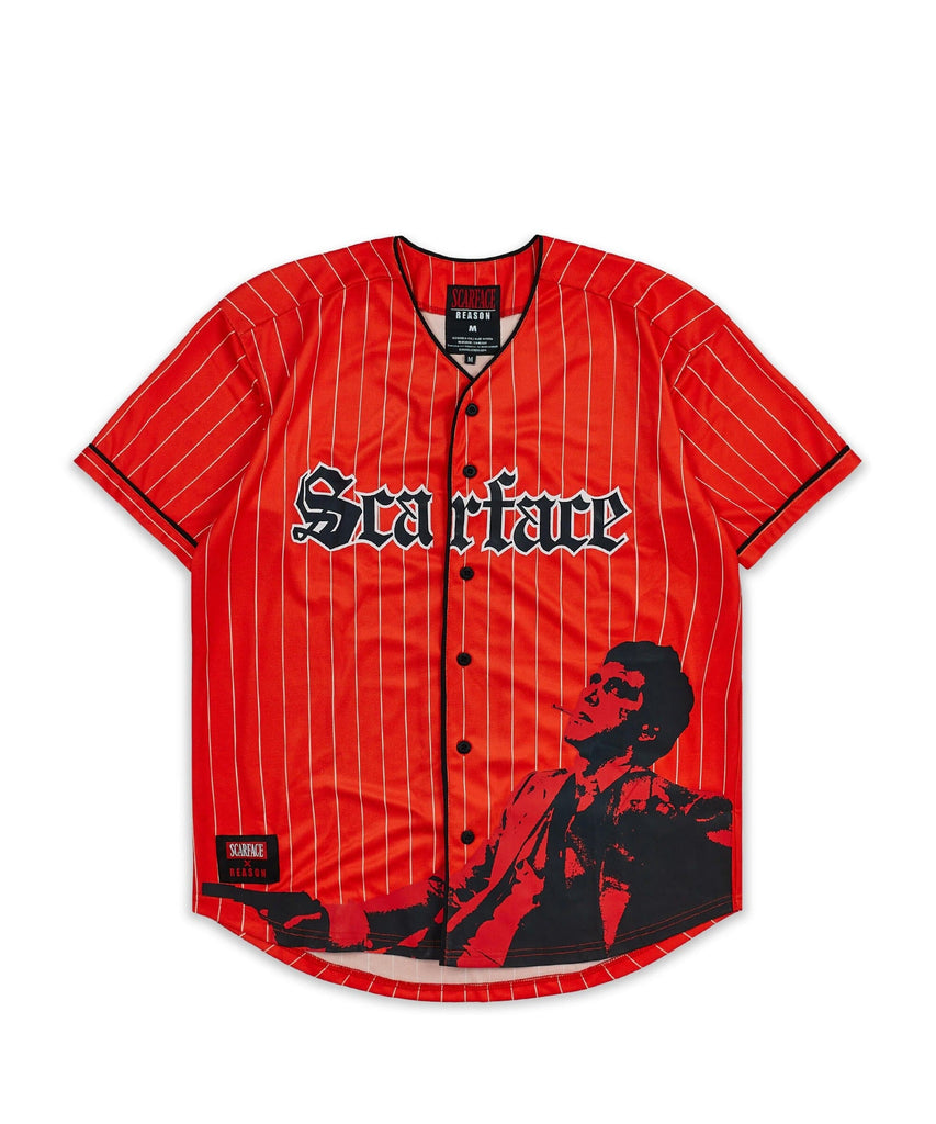 Scarface™ Pinstripe Baseball Jersey - Red – Reason Clothing