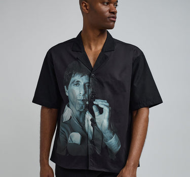 Scarface Tony Montana Short Sleeve Shirt Box Fit - Black