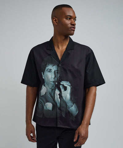 Scarface Tony Montana Short Sleeve Shirt Box Fit - Black