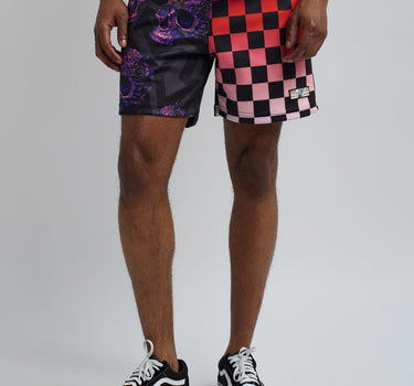 Checkers And Skulls Split Shorts