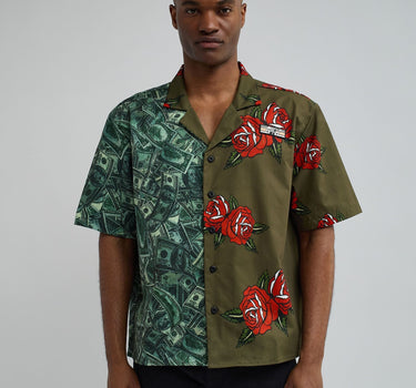 Money And Roses Split Woven Shirt